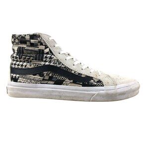 Vans Unisex Size 5.5M 7W Sk8-Hi Slim Italian Weave Aztec Grey Black Sneakers